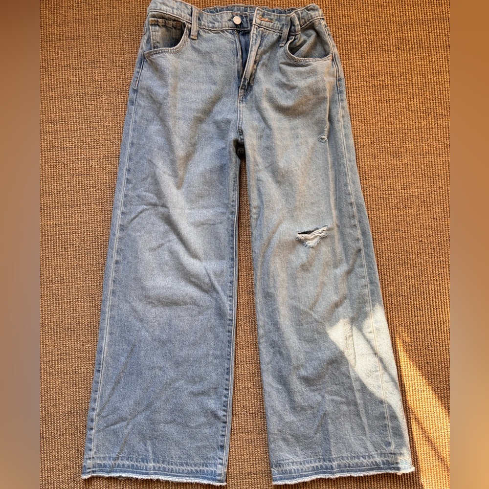 Old Navy Kids Light Blue High Rise Baggy Wide Leg Jeans 18+